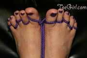 Purple Pedicure in Toe Bondage