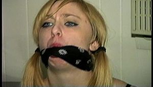 23 YR OLD AIRLINE FLIGHT ATTENDANT GETS TAKEN HOSTAGE, HANDGAGGED, MOUTH STUFFED, BANDANNA CLEAVE GAGGED & CHAIR TIED WITH THIN ROPE (D70-1)