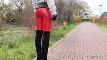 Red vinyl leggings and overknees, 2nd part