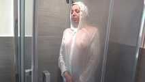 showering pissing and fucking with my white super transparent raincoat
