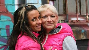 Cedi and Franzi - bright pink downjackets