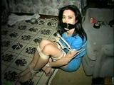 28 Yr OLD RONI, DOUBLE WRAP TAPE GAGGED, BALL-TIED, TOE-TIED HOSTAGE (D27-9)