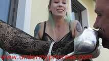Disgusting shoe licker on the balcony HD