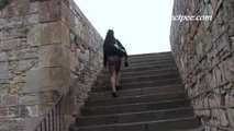 016213 Eve Takes A Pee On The Battlements Of Castello Montjuic