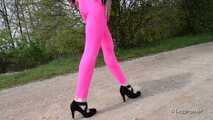 Spaziergang In Pink Spandex-Leggings