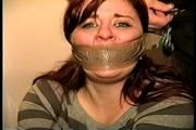 23 YR OLD REAL ESTATE BROKER  GETS MOUTH STUFFED WITH SPONGE, WRAP TAPE GAGGED, BALL-TIED WITH ROPE AND TAPE, NYLON STOCKING TOE -TYING, HANDGAGGED, FEET TICKLED, AND F0RCED TO SMELL HER STINKY HIGH HEEL SHOE (D68-16)