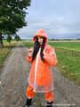 Miss Amira in AGU Adidas rain suit and transparent rain gear