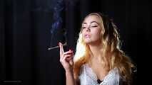 Nastya is smoking strong 120mm cigarette