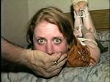 24 Yr OLD FRENCH GIRL CLEAVE GAGGED, HOG-TIED & TOE TIED ON BED (D30-7)