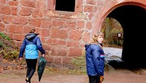 Leonie and Stella in an old castle wearing supersexy shiny nylon rainwear (Pics)
