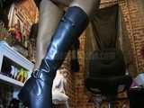 Latex boot leather femdom
