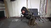 Aiyana bound gagged and suspended ind Shiny nylon down Pants and Jacket