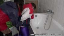 Retro Downjacket - being helpless bound and pissed on