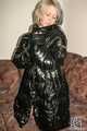 Kim in shiny black Pamy coat