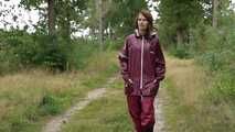 Miss Petra takes a walk in an AGU rain suit and rubber boots (looped version)