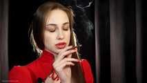 Non smoker Masha is smoking 120mm cigarette