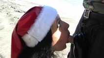 Santa Babe Christmas Blowjob & Handjob on the Beach – Fuck my nasty Mouth – Fuck my Tits – Cum on my Rubber Gloves