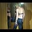 Pia wearing a supersexy black rain pants and a BH posing infront of the mirror (Video)