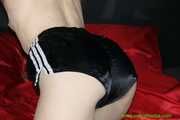 Watch Sonja enjoying her shiny nylon Shorts