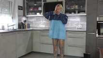 Miss Francine in different raincoats (behind the scenes)