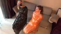 Sasha Swift & Christina Clark - Girls are captured, cuffed, gagged, and wrapped to chairs (video)