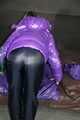 Watch Maly enjoying her shiny nylon Downjacket in her shiny nylon Bed