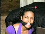 BLACK STUDENT, BALL-GAGGED, BALL-TIED, ACE BANDAGE & CLEAVE GAGGED & HOG-TIED  (D32-6)