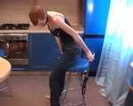 Alice Lee - Short-haired redhead left helpless and barefoot in the kitchen (video)
