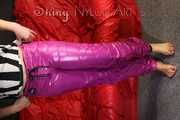 Watching sexy Pia feeling comfortable in her new pink shiny nylon pants of crazy sensations which you can buy here used (Pics)