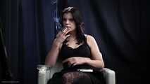 Beautiful faced 18 years old amateur girl smoking first time on camera