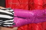 Watching sexy Pia feeling comfortable in her new pink shiny nylon pants of crazy sensations which you can buy here used (Pics)