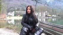 Black Leather Coat Outdoor Blow Job and Handjob with Leather Gloves – Fuck my nasty Mouth – Cum on my Leather Shirt