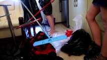 Merida & Hannah - Trash bag cleaning with bondage and packing (video)