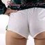 Watching our sexy archive girl wearing a sexy white shiny nylon shorts and a green rainjacket (Pics)