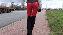 Red vinyl leggings and overknees, 4th part