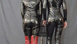 Shiny catsuit bondage