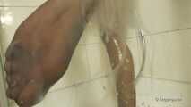 In the shower with strapless nylons