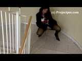 037001 Carmen Pees On Her Friend's Staircase