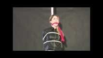 Watch Katharina not beeing able to hold her pee while beeing tied and gagged to a pole