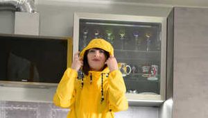 Miss Petra in Schmuddelwedda nylon raincoat with transparent Rains raincoat and Ilse Jacobsen rainpants