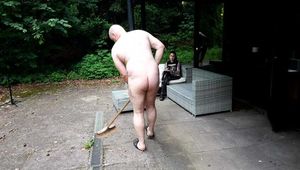Slave was allowed to sweep naked while I enjoy ...