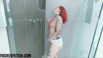 Crazy redhead will prepare for a romantic date but urinates in the Pamper diaper and the jean