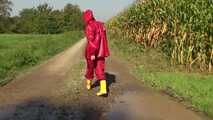 Watch Chloe taking a walk with her shiny nylon Rainwear