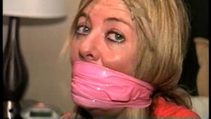 42 YEAR OLD LAWYER IS UN-WRAPPED BONDAGE TAPE GAGGED, MOUTH STUFFED, HANDGAGGED, GAGGED WITH HER STINKY SWEATY PANTYHOSE  Pt7 (D66-4)