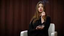 Cute girl Irina is enjoying a Marlboro Red in her first smoking video ever