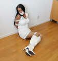 MILF in white tied to the floor