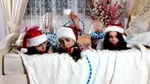 [From archive] Lucky, Nelly, Xenia - Santa’s little helpers hogtied and wrapped up on a bed (video)