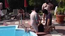 Jasmin Babe fucks in the nudist villa by the pool