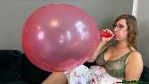 Blow2Pops custom red Longneck balloon in bra