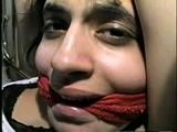 18 Yr OLD LATINA ZARR TAPES UP, STUFFS HER MOUTH, CLEAVE GAGS, & HANDCUFFS HERSELF TO A BRASS BED (D51-17)